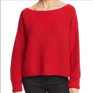 French Connection Waffle Knit Poppy Red Oversized Sweater Medium NWT